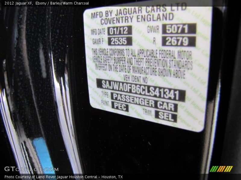 Ebony / Barley/Warm Charcoal 2012 Jaguar XF