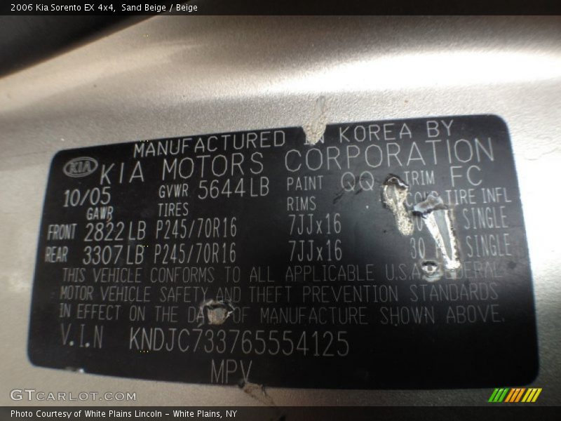Sand Beige / Beige 2006 Kia Sorento EX 4x4