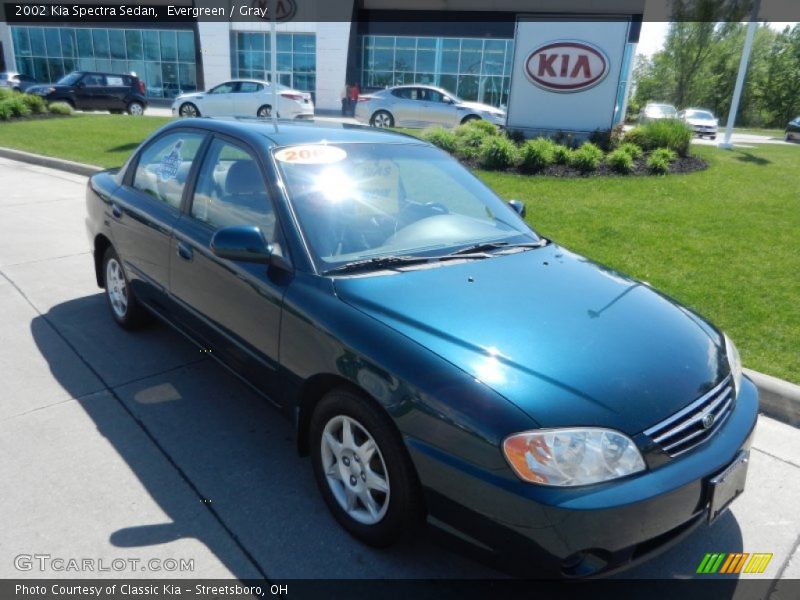 Evergreen / Gray 2002 Kia Spectra Sedan