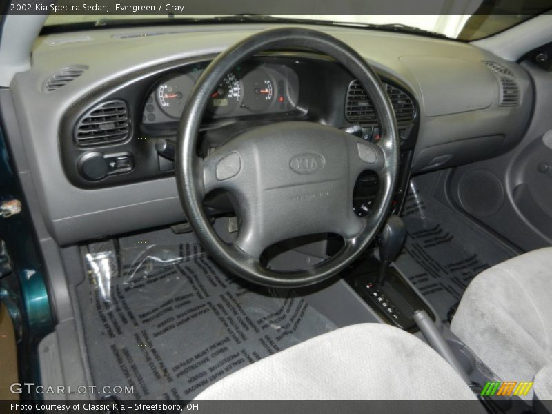 Evergreen / Gray 2002 Kia Spectra Sedan