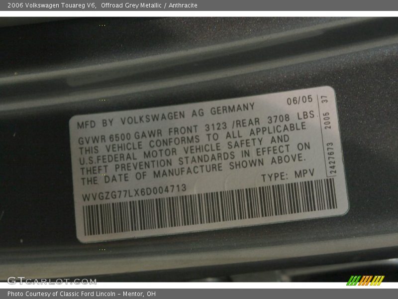 Offroad Grey Metallic / Anthracite 2006 Volkswagen Touareg V6