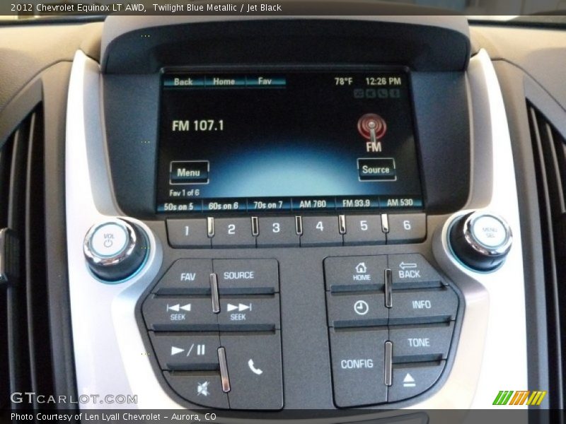 Twilight Blue Metallic / Jet Black 2012 Chevrolet Equinox LT AWD