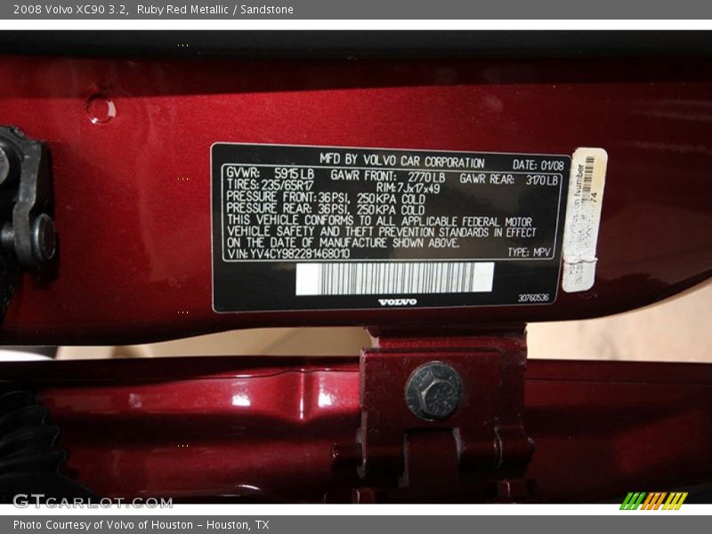 Ruby Red Metallic / Sandstone 2008 Volvo XC90 3.2