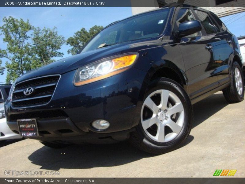 Deepwater Blue / Gray 2008 Hyundai Santa Fe Limited
