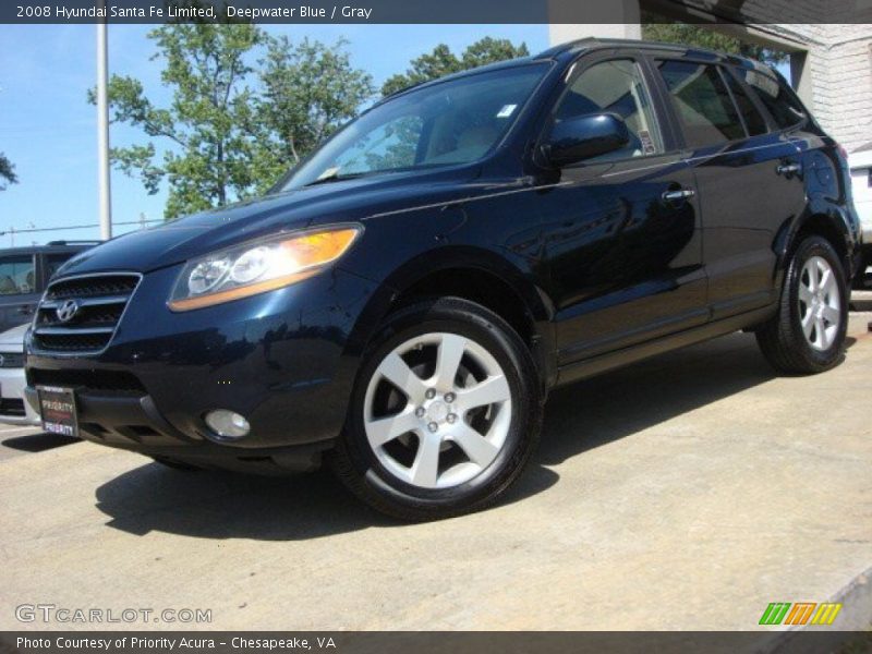 Deepwater Blue / Gray 2008 Hyundai Santa Fe Limited
