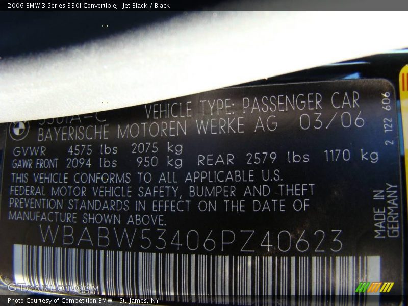 Jet Black / Black 2006 BMW 3 Series 330i Convertible
