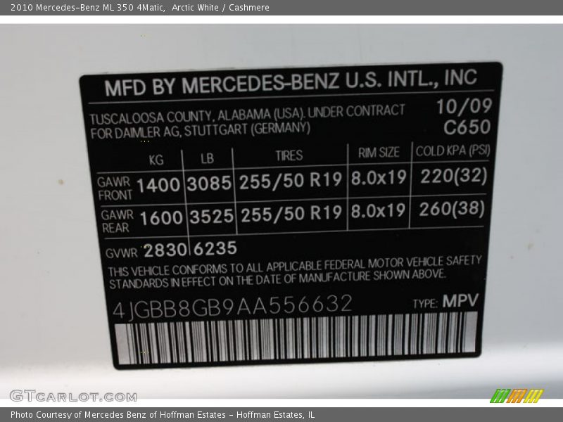Arctic White / Cashmere 2010 Mercedes-Benz ML 350 4Matic
