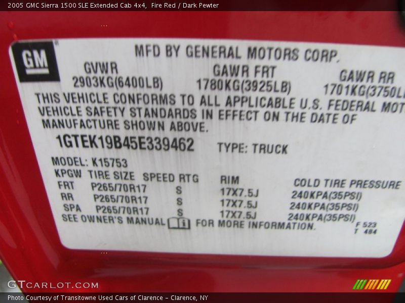 Fire Red / Dark Pewter 2005 GMC Sierra 1500 SLE Extended Cab 4x4