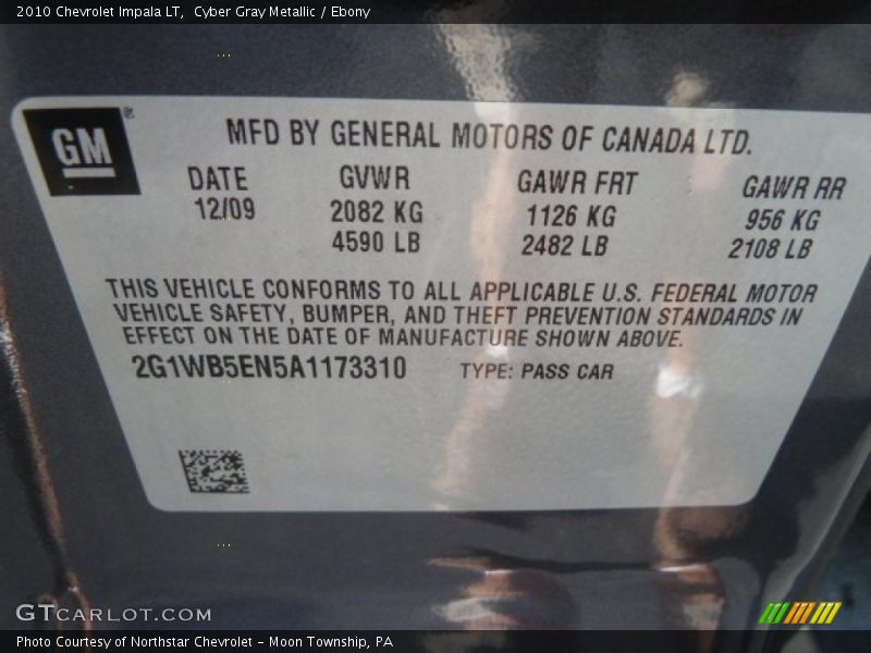 Cyber Gray Metallic / Ebony 2010 Chevrolet Impala LT