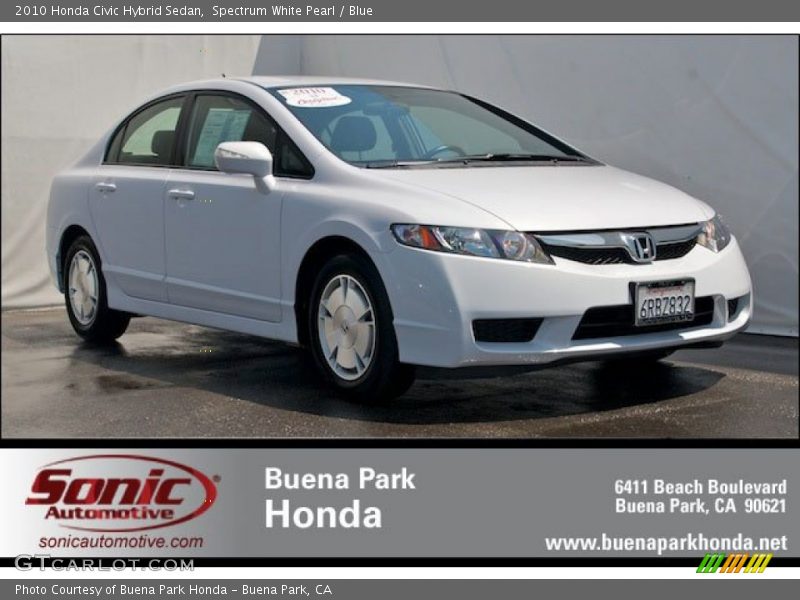 Spectrum White Pearl / Blue 2010 Honda Civic Hybrid Sedan