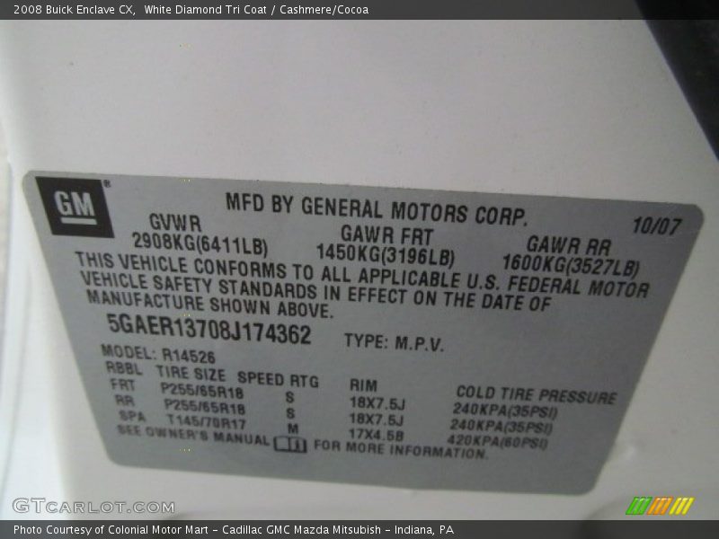 White Diamond Tri Coat / Cashmere/Cocoa 2008 Buick Enclave CX