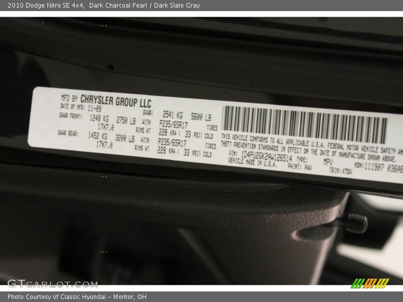 Dark Charcoal Pearl / Dark Slate Gray 2010 Dodge Nitro SE 4x4