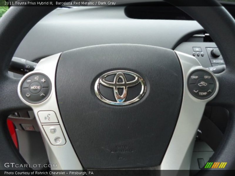 Barcelona Red Metallic / Dark Gray 2011 Toyota Prius Hybrid III