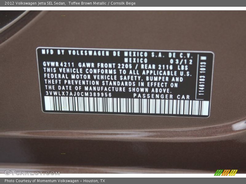 Toffee Brown Metallic / Cornsilk Beige 2012 Volkswagen Jetta SEL Sedan