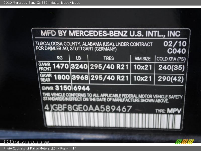 Black / Black 2010 Mercedes-Benz GL 550 4Matic
