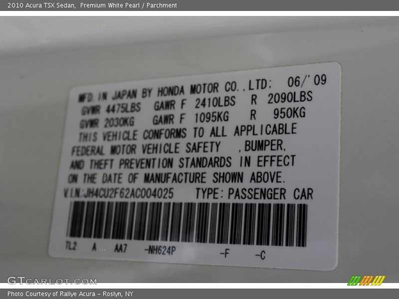 Premium White Pearl / Parchment 2010 Acura TSX Sedan