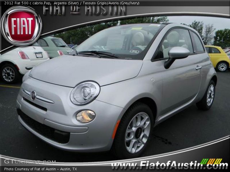 Argento (Silver) / Tessuto Grigio/Avorio (Grey/Ivory) 2012 Fiat 500 c cabrio Pop