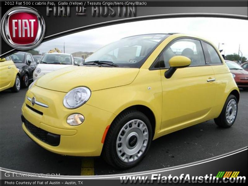 Giallo (Yellow) / Tessuto Grigio/Nero (Grey/Black) 2012 Fiat 500 c cabrio Pop