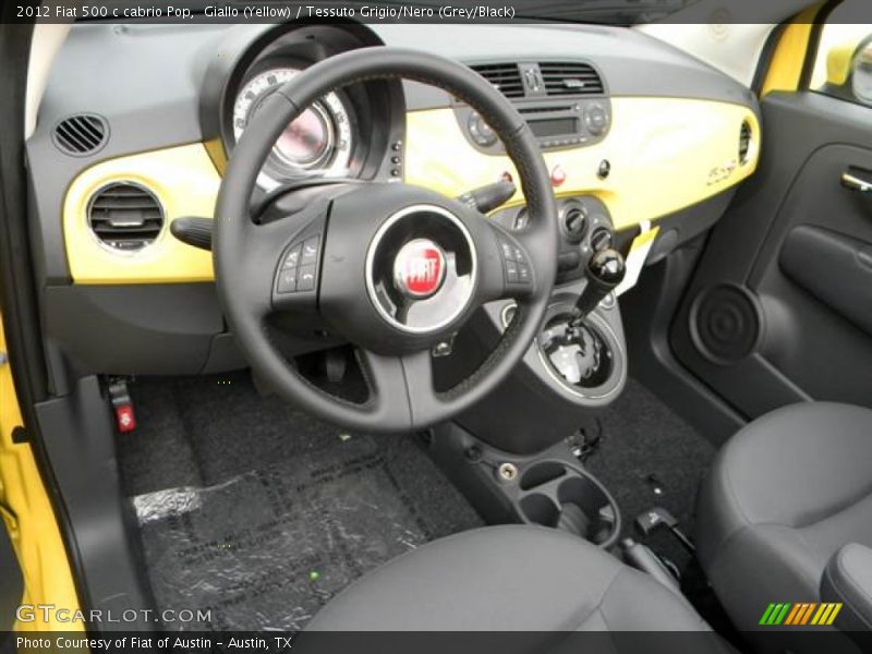 Giallo (Yellow) / Tessuto Grigio/Nero (Grey/Black) 2012 Fiat 500 c cabrio Pop