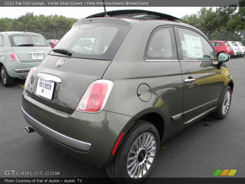 Verde Oliva (Green) / Pelle Marrone/Avorio (Brown/Ivory) 2012 Fiat 500 Lounge