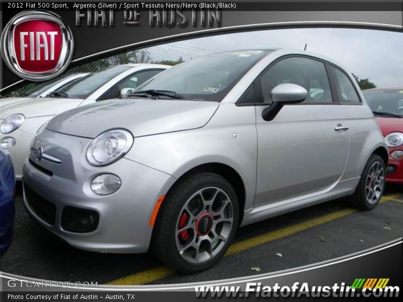 Argento (Silver) / Sport Tessuto Nero/Nero (Black/Black) 2012 Fiat 500 Sport