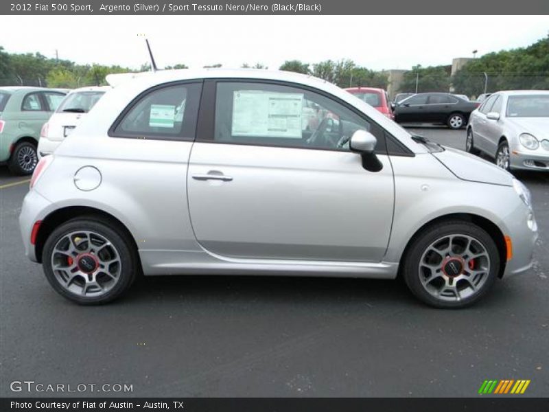 Argento (Silver) / Sport Tessuto Nero/Nero (Black/Black) 2012 Fiat 500 Sport