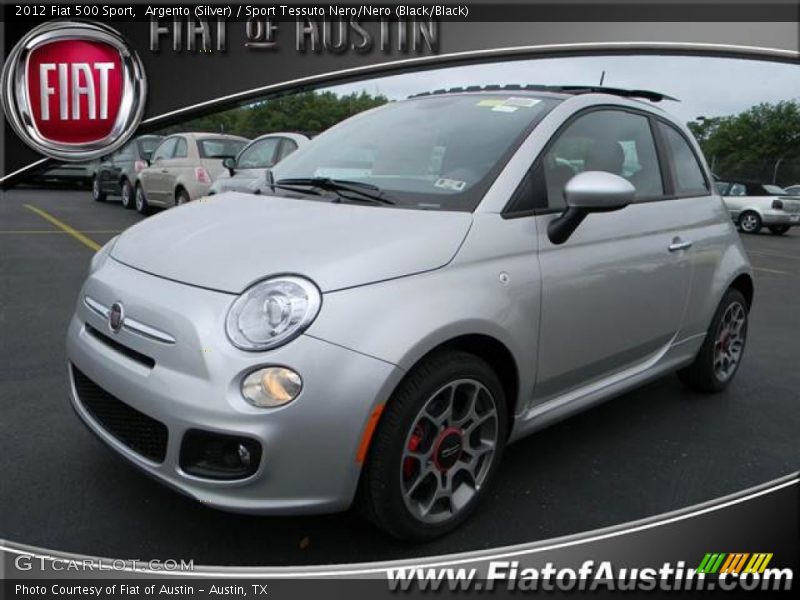 Argento (Silver) / Sport Tessuto Nero/Nero (Black/Black) 2012 Fiat 500 Sport