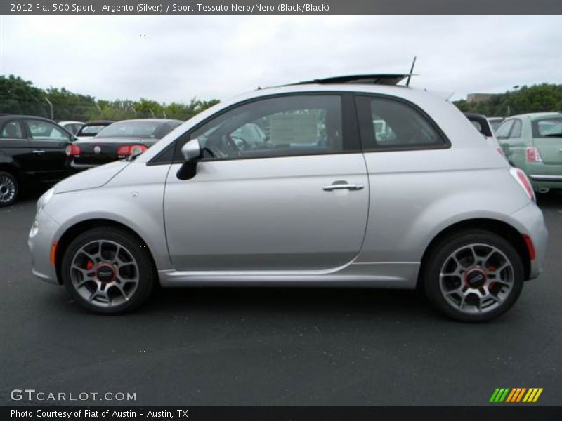 Argento (Silver) / Sport Tessuto Nero/Nero (Black/Black) 2012 Fiat 500 Sport