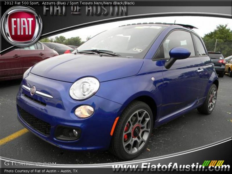 Azzurro (Blue) / Sport Tessuto Nero/Nero (Black/Black) 2012 Fiat 500 Sport