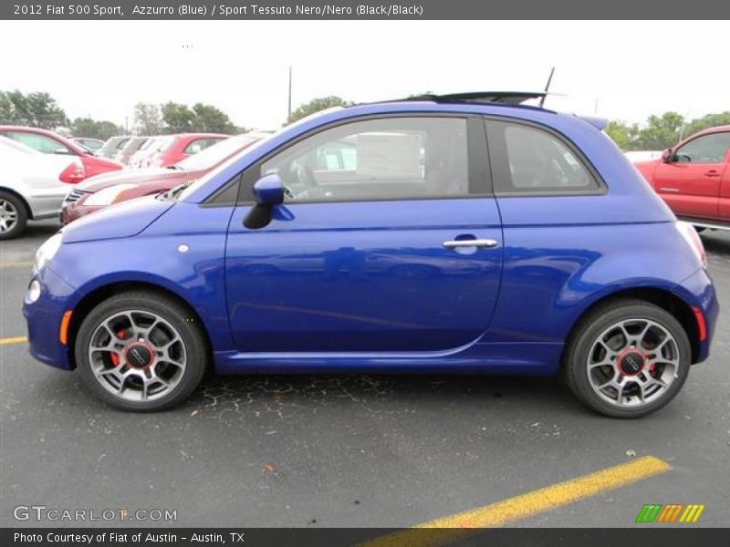 Azzurro (Blue) / Sport Tessuto Nero/Nero (Black/Black) 2012 Fiat 500 Sport