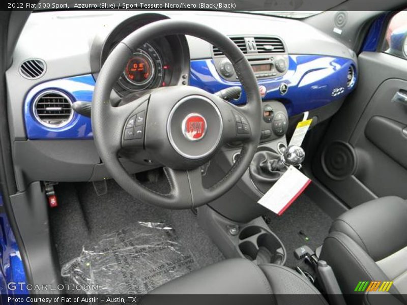 Azzurro (Blue) / Sport Tessuto Nero/Nero (Black/Black) 2012 Fiat 500 Sport