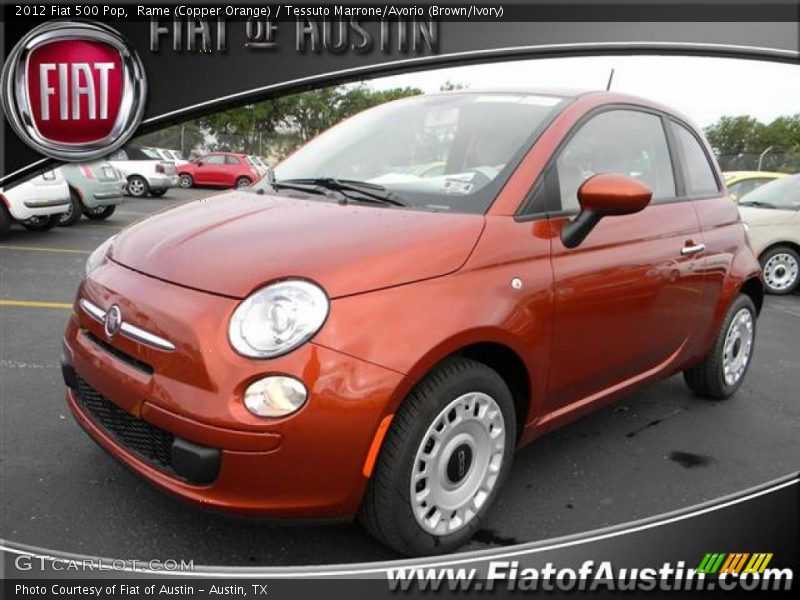 Rame (Copper Orange) / Tessuto Marrone/Avorio (Brown/Ivory) 2012 Fiat 500 Pop