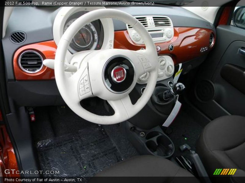 Rame (Copper Orange) / Tessuto Marrone/Avorio (Brown/Ivory) 2012 Fiat 500 Pop