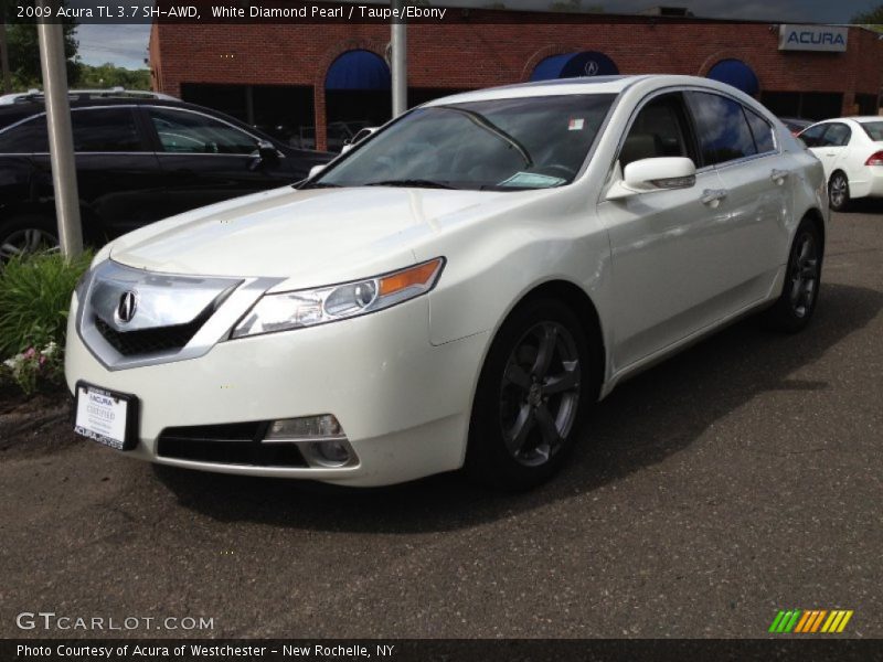 White Diamond Pearl / Taupe/Ebony 2009 Acura TL 3.7 SH-AWD