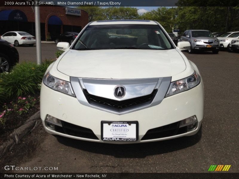 White Diamond Pearl / Taupe/Ebony 2009 Acura TL 3.7 SH-AWD