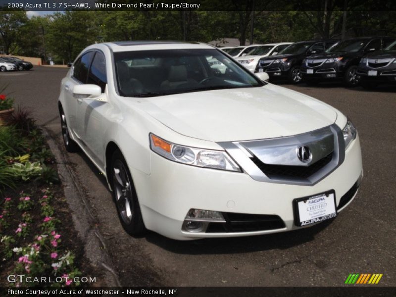 White Diamond Pearl / Taupe/Ebony 2009 Acura TL 3.7 SH-AWD