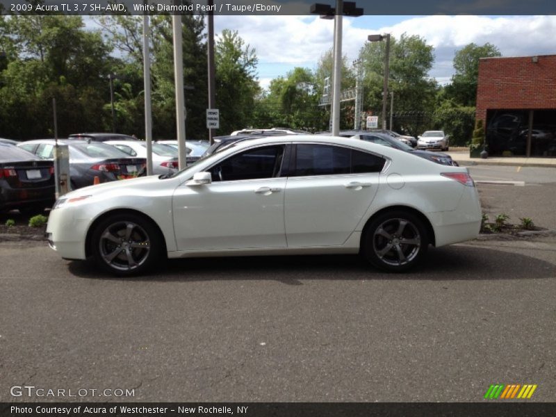 White Diamond Pearl / Taupe/Ebony 2009 Acura TL 3.7 SH-AWD