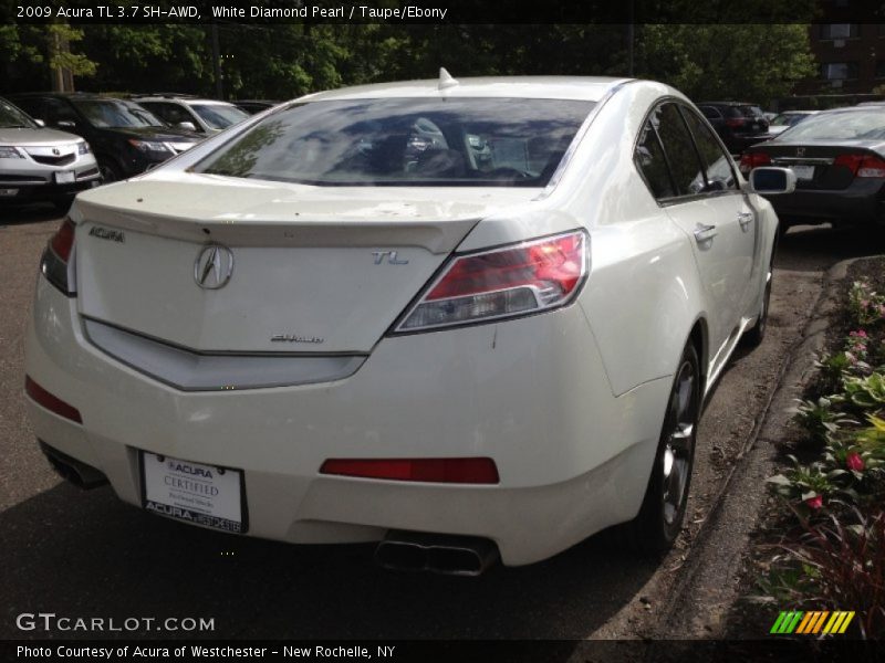 White Diamond Pearl / Taupe/Ebony 2009 Acura TL 3.7 SH-AWD