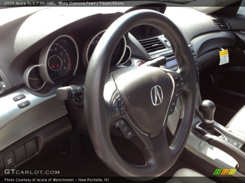 White Diamond Pearl / Taupe/Ebony 2009 Acura TL 3.7 SH-AWD