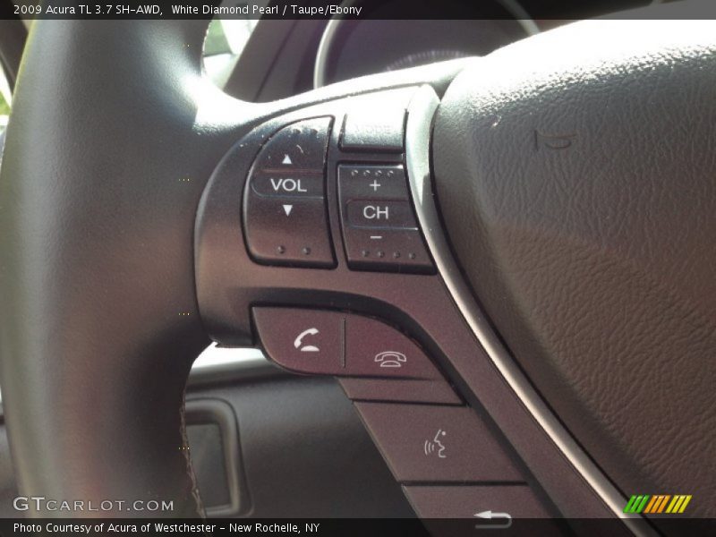 White Diamond Pearl / Taupe/Ebony 2009 Acura TL 3.7 SH-AWD