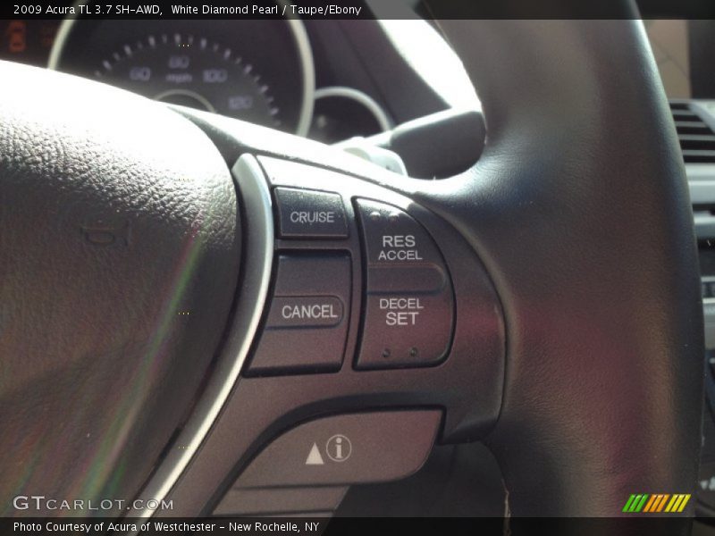 White Diamond Pearl / Taupe/Ebony 2009 Acura TL 3.7 SH-AWD