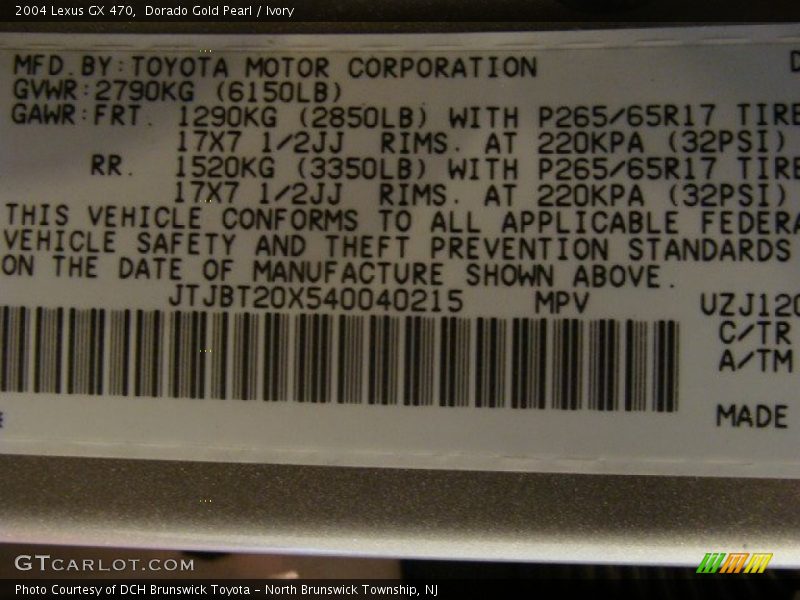 Dorado Gold Pearl / Ivory 2004 Lexus GX 470