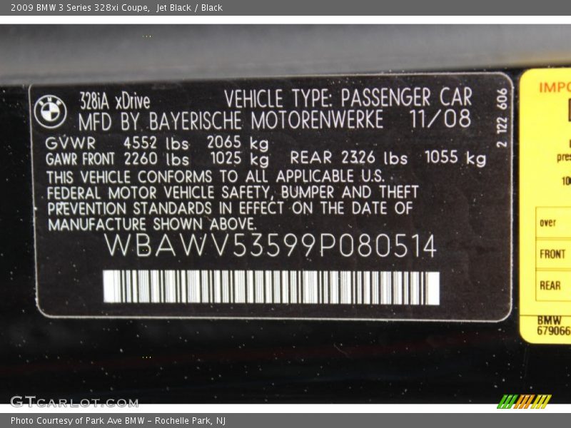 Jet Black / Black 2009 BMW 3 Series 328xi Coupe