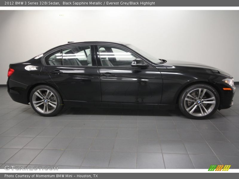Black Sapphire Metallic / Everest Grey/Black Highlight 2012 BMW 3 Series 328i Sedan