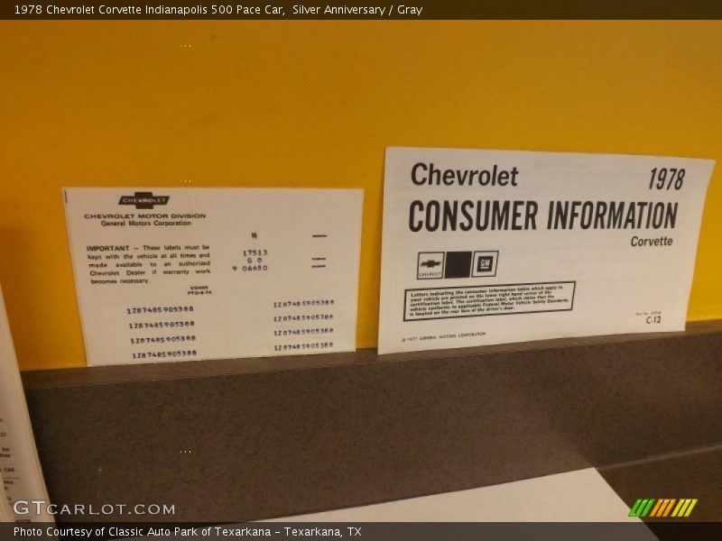 Books/Manuals of 1978 Corvette Indianapolis 500 Pace Car