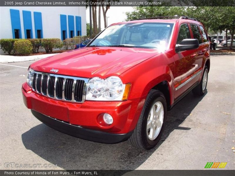 Inferno Red Crystal Pearl / Dark Khaki/Light Graystone 2005 Jeep Grand Cherokee Limited