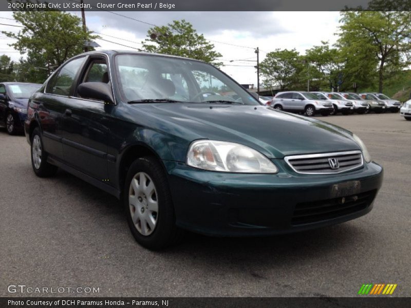 Clover Green Pearl / Beige 2000 Honda Civic LX Sedan