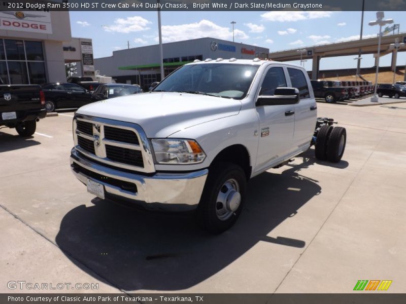 Bright White / Dark Slate/Medium Graystone 2012 Dodge Ram 3500 HD ST Crew Cab 4x4 Dually Chassis