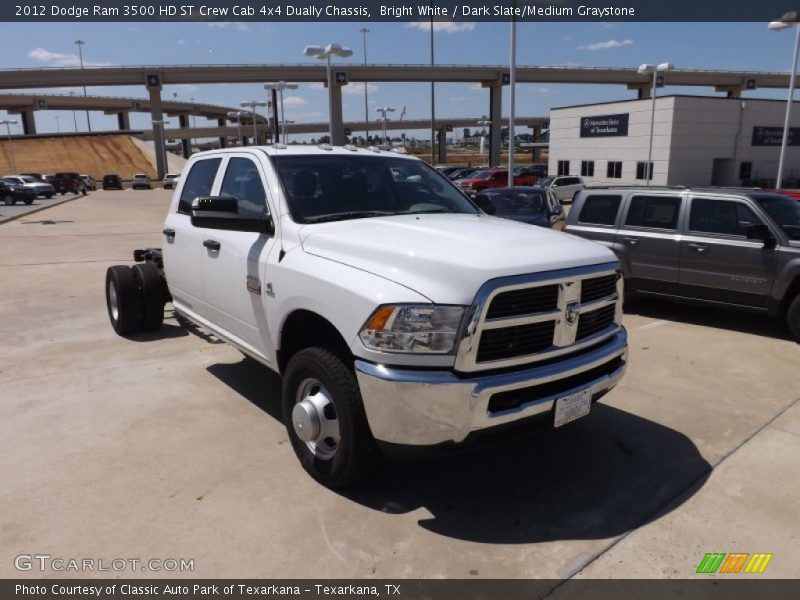 Bright White / Dark Slate/Medium Graystone 2012 Dodge Ram 3500 HD ST Crew Cab 4x4 Dually Chassis