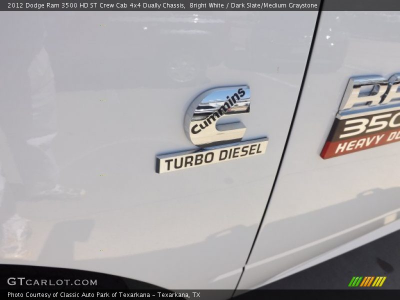 Bright White / Dark Slate/Medium Graystone 2012 Dodge Ram 3500 HD ST Crew Cab 4x4 Dually Chassis